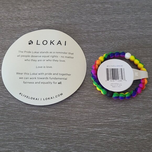 Lokai Bracelet Rainbow Swirl NWT Size Medium Fashion Silicone Slip On - Picture 4 of 6